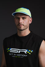 Load image into Gallery viewer, ELECTRIC BLUE & VOLT YELLLOW ‘STR’ TECH RUNNR® 4 PANEL CAP