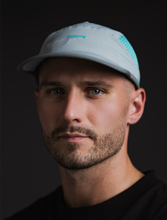 Load image into Gallery viewer, GREY &amp; TEAL ‘STR’ TECH RUNNR® 4 PANEL CAP
