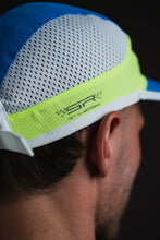 Load image into Gallery viewer, ELECTRIC BLUE &amp; VOLT YELLLOW ‘STR’ TECH RUNNR® 4 PANEL CAP
