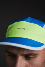 Load image into Gallery viewer, ELECTRIC BLUE &amp; VOLT YELLLOW ‘STR’ TECH RUNNR® 4 PANEL CAP
