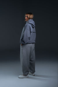 SETTER® "AFFILIATED" HEAVY CROP HOODIE - GRANITE GREY (UNISEX)